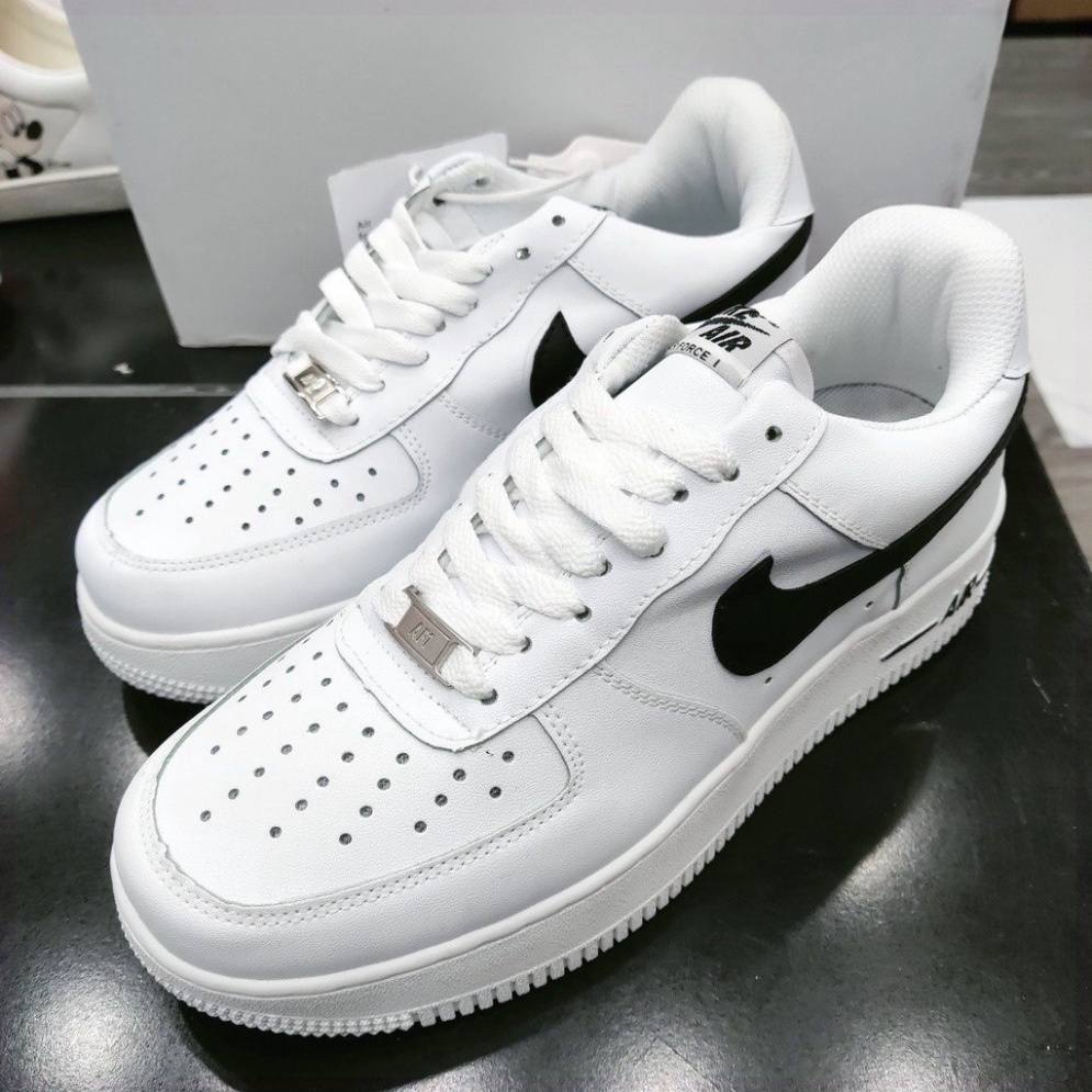 Giày thể thao AF1 trắng vệt đen, giày sneaker AIR trắng tích đen nam nữ cao cấp Full box + pk G249