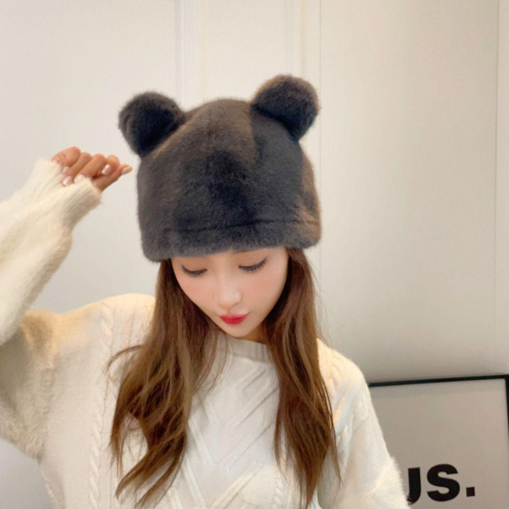 Mũ che tai vải nhung lông tai gấu Thời Trang Mùa Đông Cho Nữ 9Sir hot)