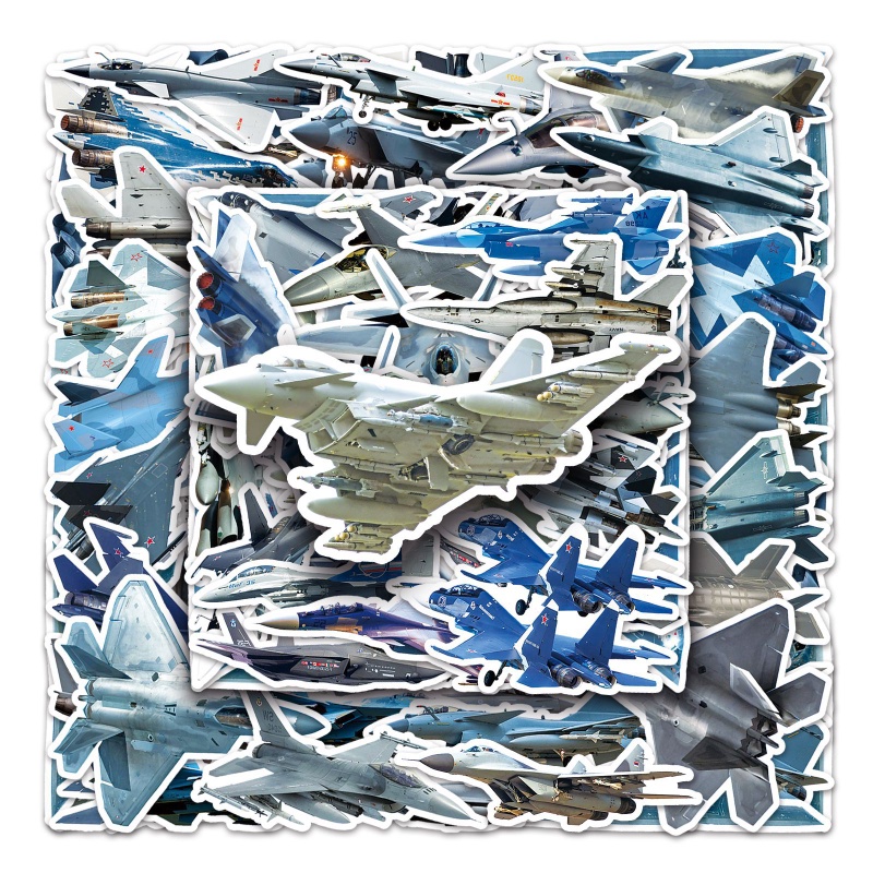 Z&M❀ Sticker Dán Trang Trí Hình Máy Bay Chiến Đấu Độc Đáo ❀ Bộ 50 Miếng Dán Chống Thấm Nước Phong Cách Quân Đội Cá Tính