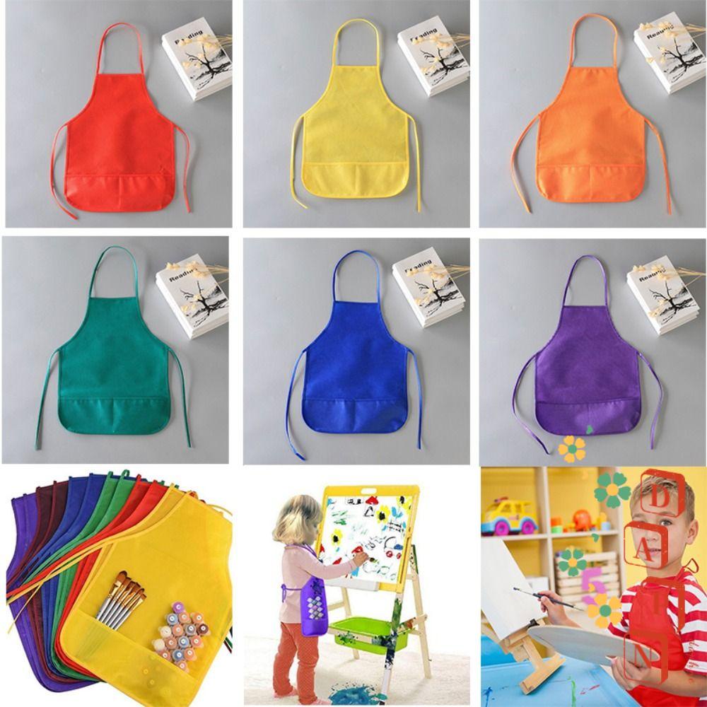 Tạp Dề Vải Không Dệt Nhiều Màu Sắc Có Túi Tiện Dụng Cho Bé