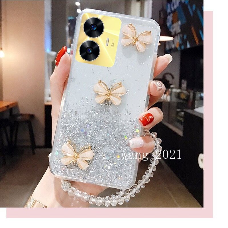 Ốp Điện Thoại Mềm Trang Trí Hình Bướm Lấp Lánh Cho Realme 10T 5G / Realme C55 NFC Realme C33 RealmeC55 2023