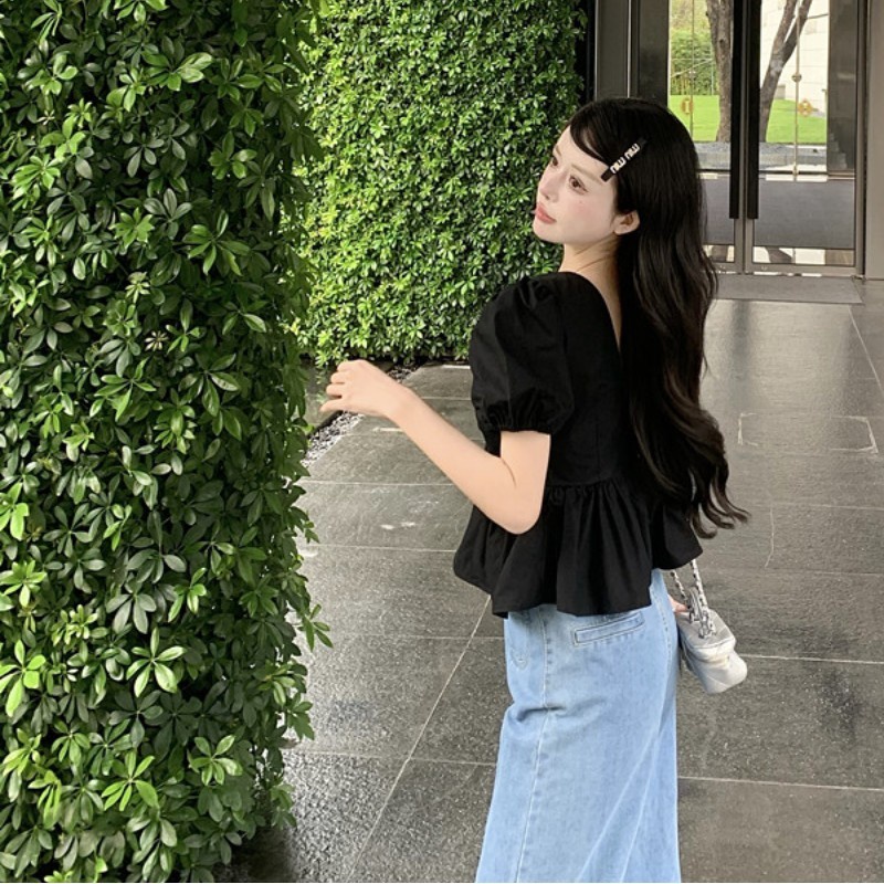 Áo Kiểu Tay Ngắn Cổ Chữ V Thời Trang Dành Cho Nữ