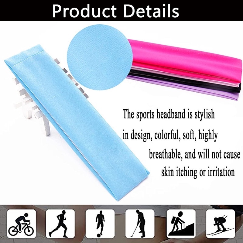 Băng Đô Thể Thao Chống Trượt Bản Rộng Co Giãn Màu Trơn Thoải Mái Thời Trang Unisex