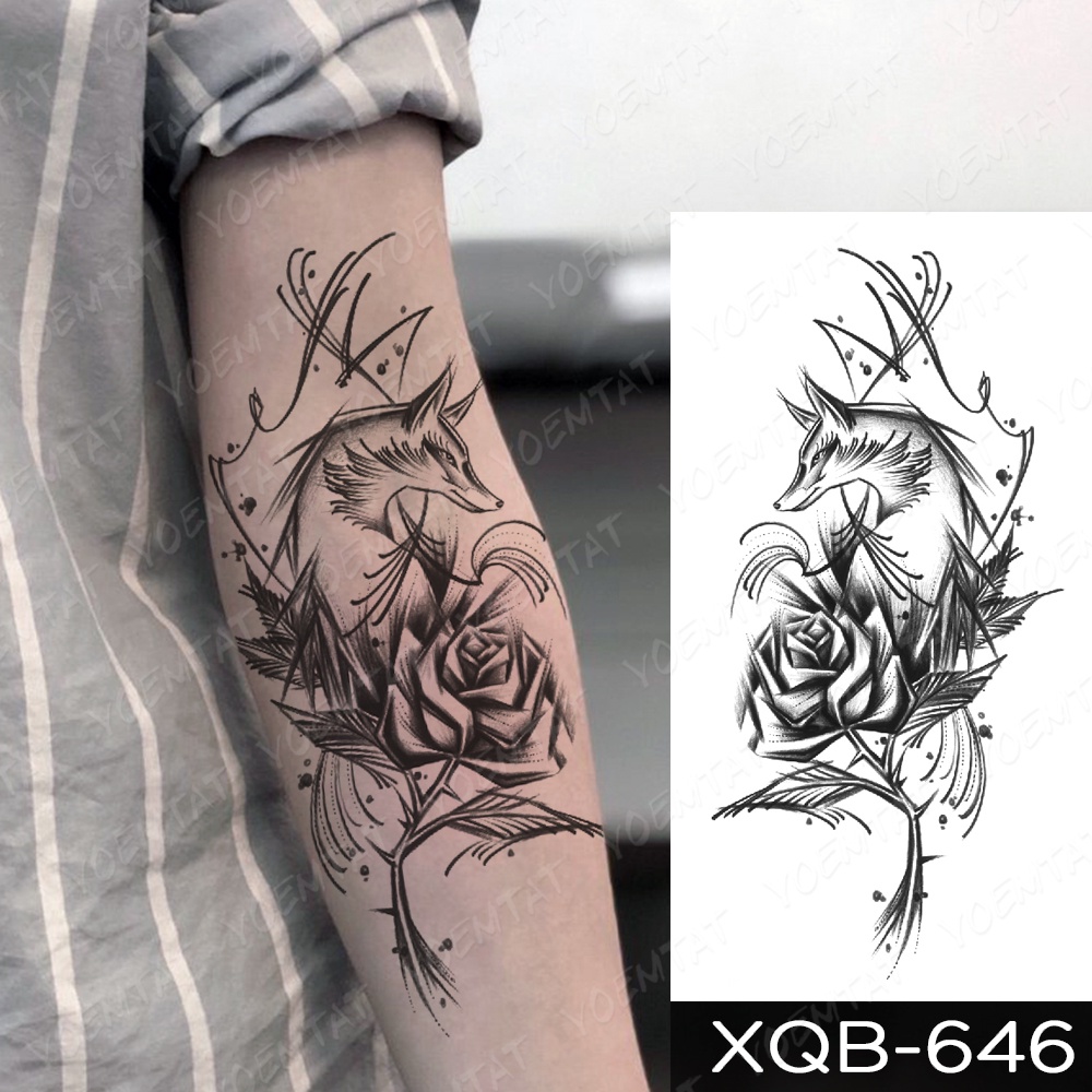 Hình Xăm Dán Tạm Thời Màu Đen Chống Nước Hình Rồng Hổ Mặt Trăng Rồng Rắn Quái Vật Nghệ Thuật Cho Nam Và Nữ