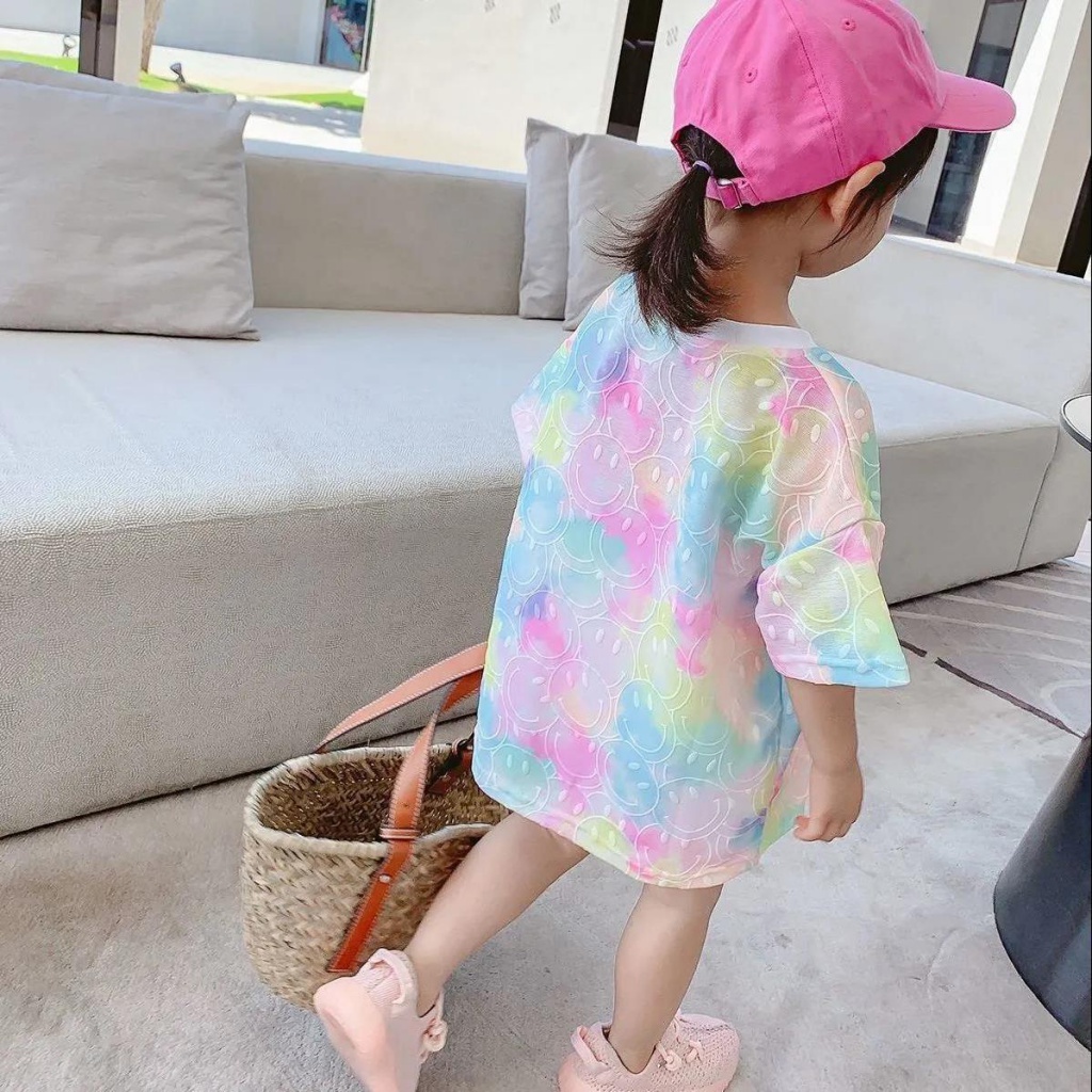 Áo Thun Ngắn Tay In Hoạt Hình Màu Gradient Mau Khô Thời Trang Mùa Hè 2023 Dành Cho Bé Gái