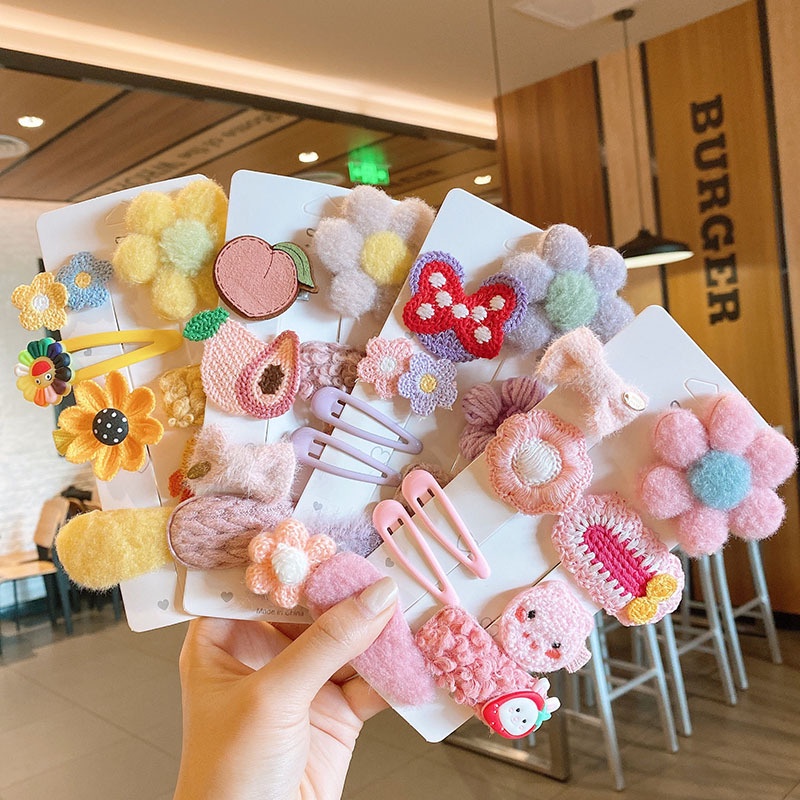 Set kẹp tóc mái HAIMEIKANG thiết kế trái cây hoạt hình màu sắc kẹo ngọt xinh xắn dễ thương dành cho bé gái