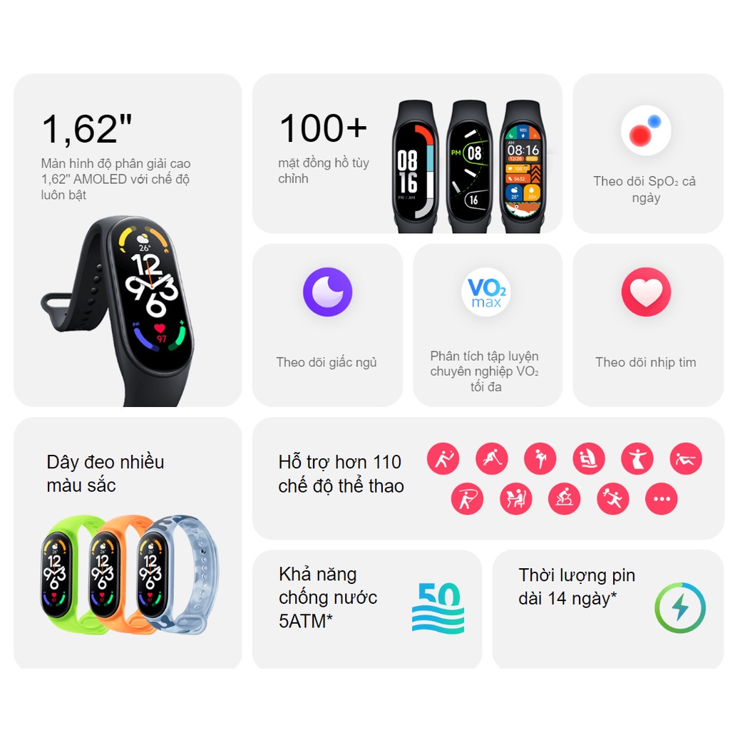 Vòng Đeo Tay Thông Minh XIAOMI Mi Band 7 – Bản chính hãng - Bảo hành 12 tháng