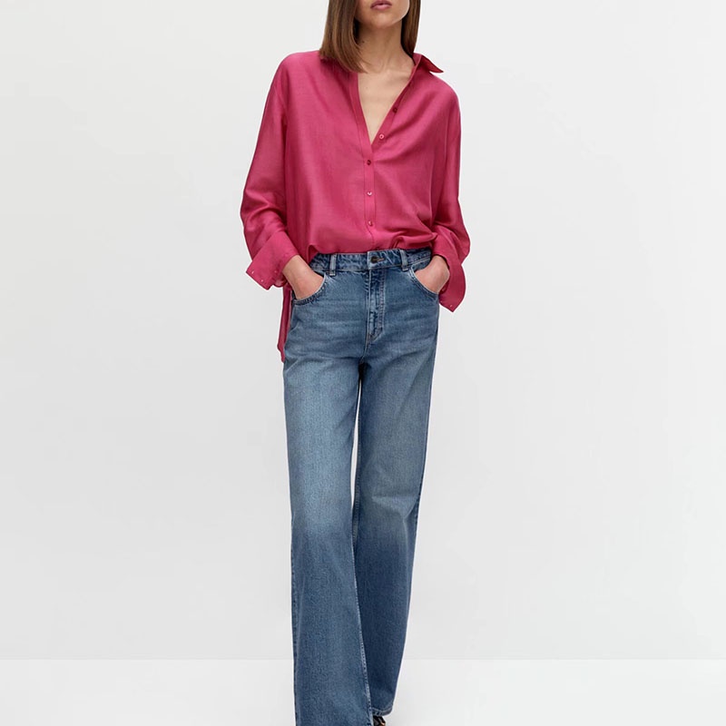 Áo Sơ Mi Tay Dài Màu Trơn Dáng Ôm Thời Trang Xuân Hè 2022 05187624630