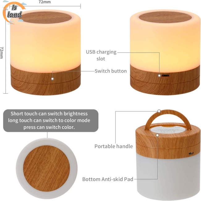 Đèn Ngủ Rgb Nhiều Màu Sắc Có Điều Khiển Từ Xa Tiện Dụng Cho Phòng Ngủ / Cắm Trại