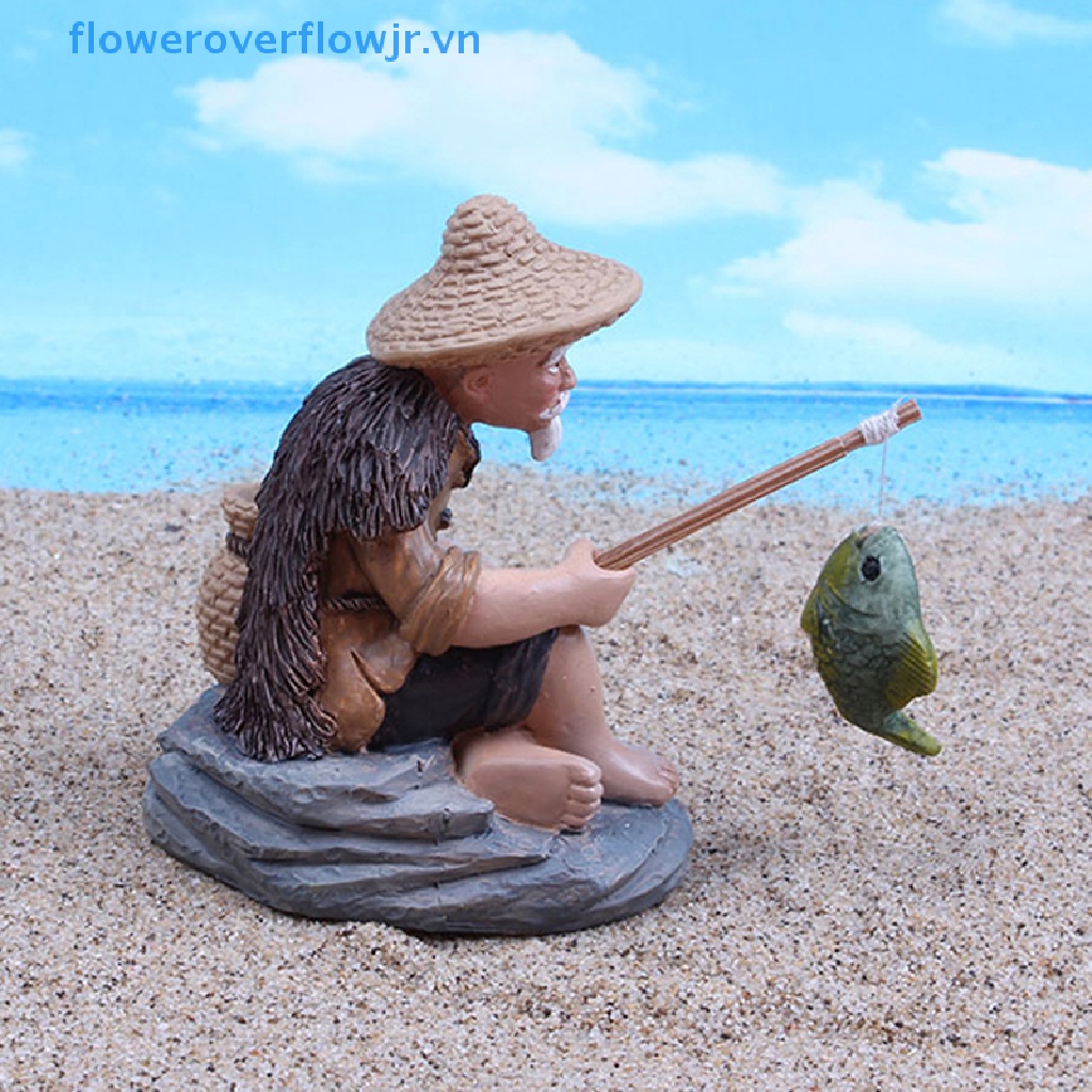 Đồ trang trí Ông Già Câu Cá Bằng Nhựa Resin Trang Trí Tiểu Cảnh Sân Vườn