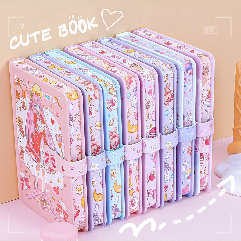 Sổ Tay Khổ A6 64k Có Khóa Nam Châm Màu Sắc Xinh Xắn