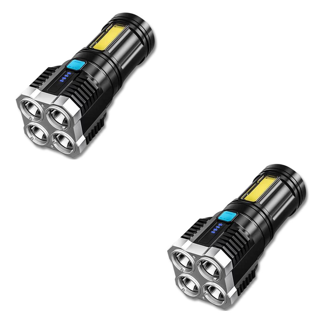 Đèn Pin 1 / 2 Bóng LED IP44 Chống Thấm Nước Siêu Sáng Có Thể Sạc Lại Bằng Cổng USB