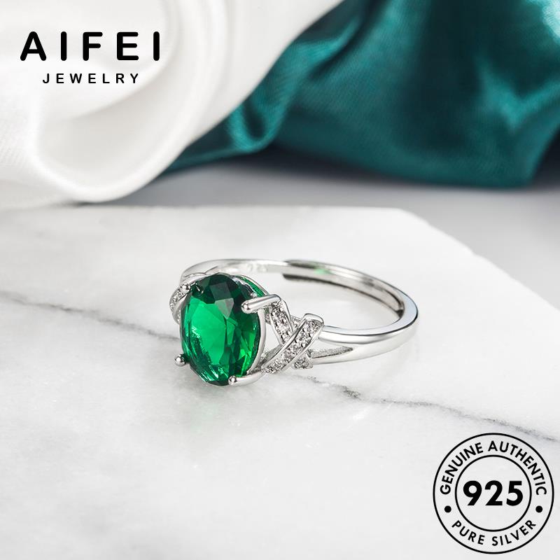 AIFEI JEWELRY sức thật mạn 925 mở quốc bảo bạc nữ lãng phụ trang hàn ngọc lục nguyên kiện thời nhẫn đầu bản R34