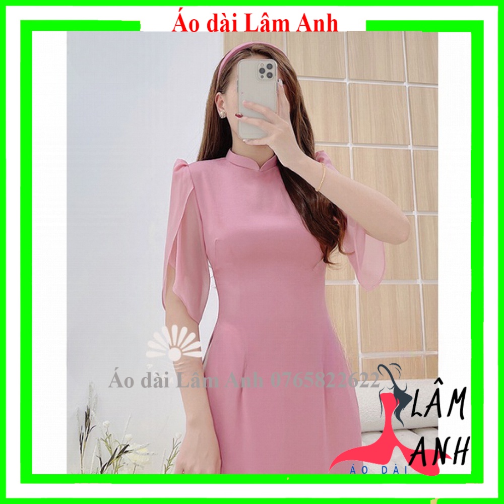 Áo dài cách tân nữ thiết kế tay bèo loe cánh tiên lụa Tây Thi cao cấp co giãn,mềm,mịn, bay tà