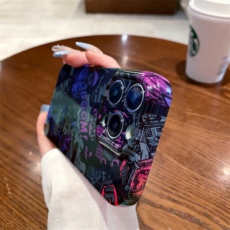 Ôp Điện Thoại Nhựa pc Cứng Chống Sốc In Hình Vẽ graffiti Đường Phố Âu Mỹ iphone 14 13 12 11 pro max xs xr x Ốp