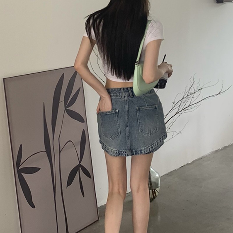 Chân Váy Denim Chữ a Lưng Cao Thời Trang