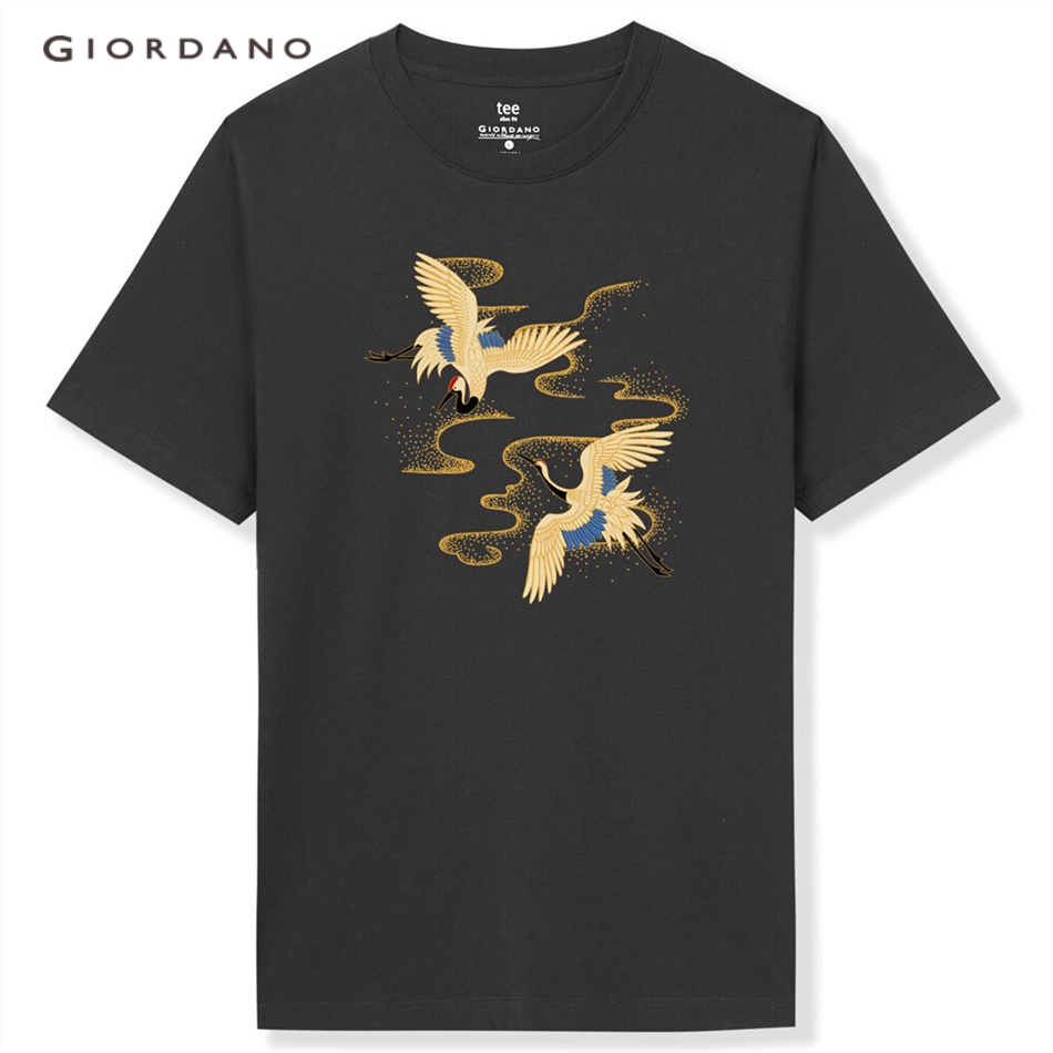 Áo thun GIORDANO 91092282 tay ngắn cổ tròn in hình cho nam