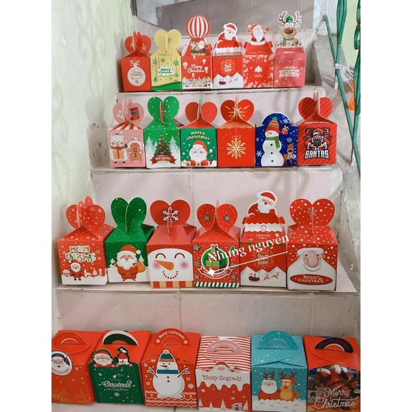 Hộp quà noel trang trí đựng quà vỏ hộp hàng loại 1 giáng sinh trộn mẫu khác nhau
