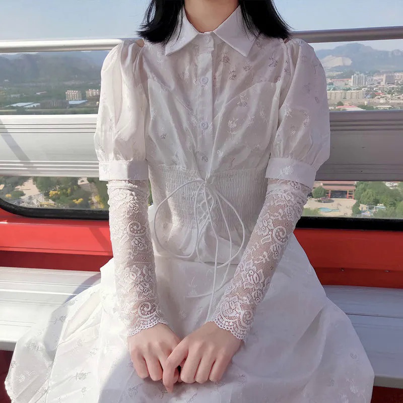 Găng Tay Lưới Dài Chống Nắng Tiện Dụng Khi Lái Xe Cho Nữ