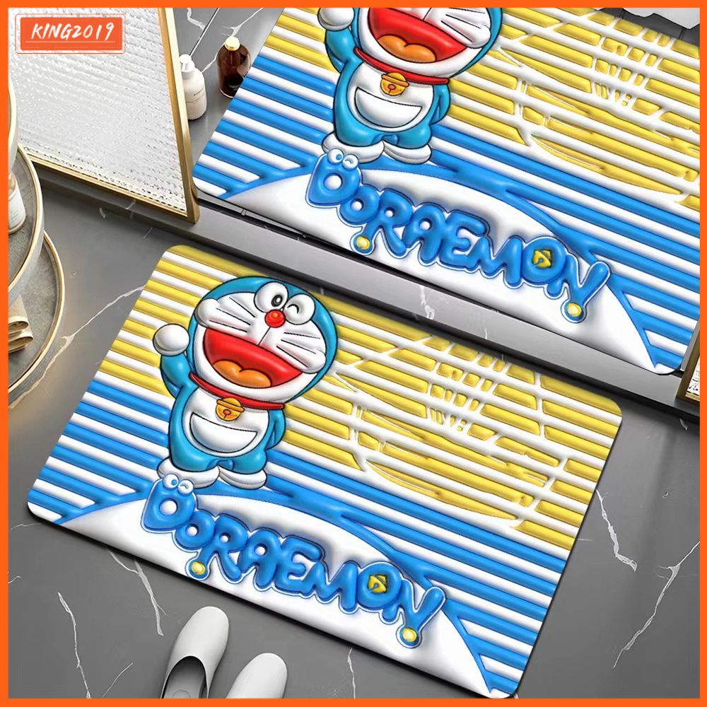 Thảm lót cửa chùi chân Thấm Hút Nhanh In Hình Doraemon 3D