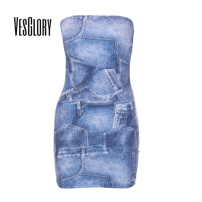 Đầm Denim Hở Vai In Họa Tiết Thời Trang Đường Phố 2023 Cho Nữ