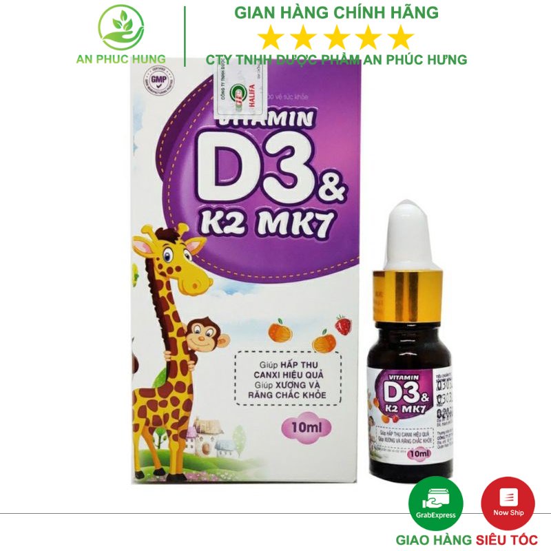 Aquatrim D3 Baby Ddrops Vitamin D3 K2 MK7 nhỏ gọt chai 10ml dành cho trẻ từ 6 tháng tuổi bổ sung Canxi D3K2 MK7