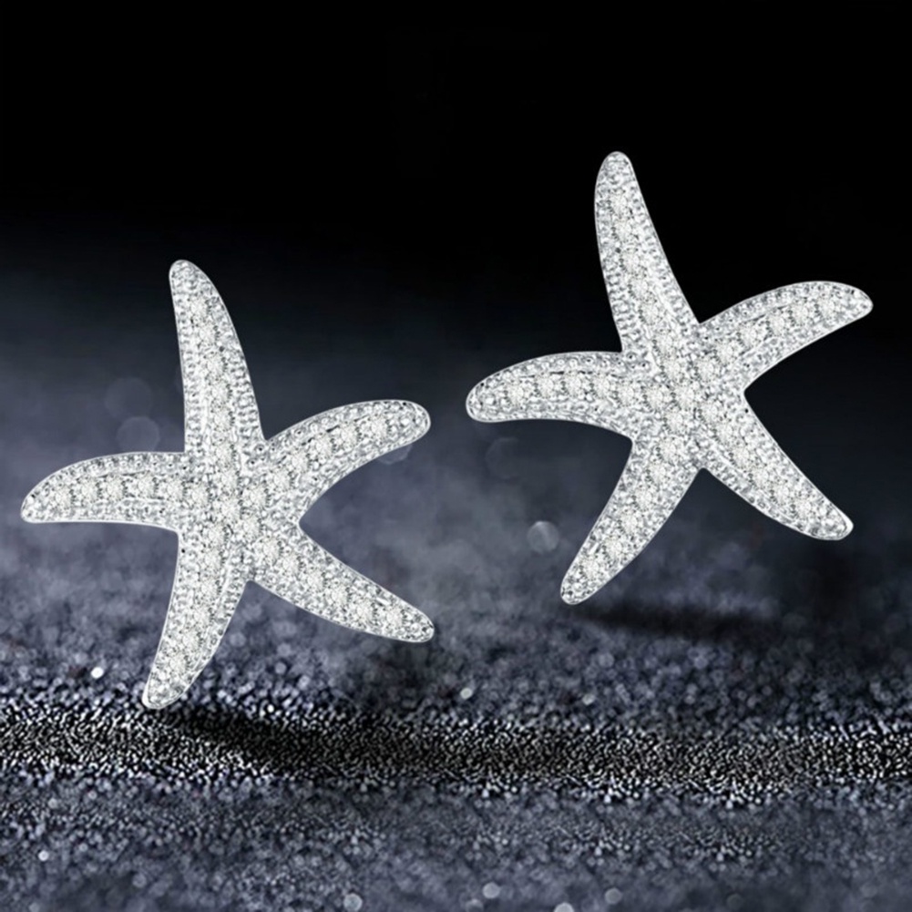 Kỹ Thuật Số| Hoa Tai Hình Sao Biển Đính Đá Lấp Lánh Cho Nữ