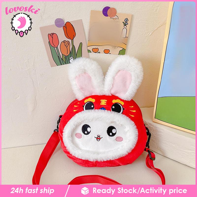 Túi Xách Đeo Vai Hình Thỏ 3D Bằng Vải Lông Cho Nữ