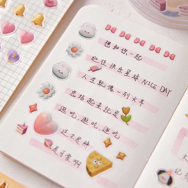 Bộ 3 Miếng Dán Trang Trí Sổ Tay Bằng Epoxy Họa Tiết Hoạt Hình Dễ