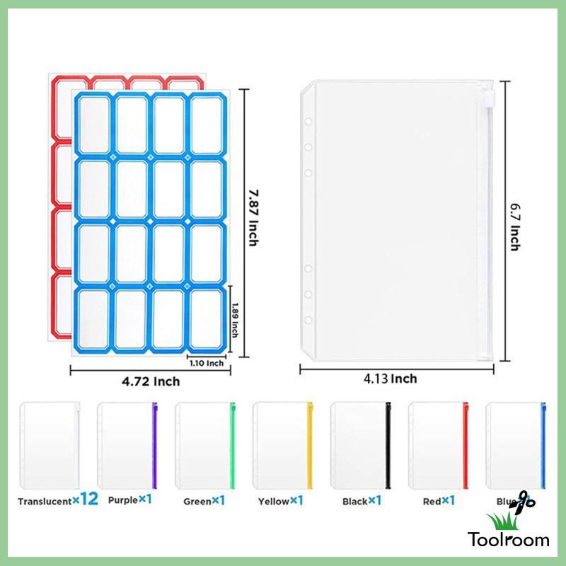Bộ 18 Túi Đựng Tài Liệu 6 A6 Có Khóa Kéo Chống Thấm Nước Tiện Dụng