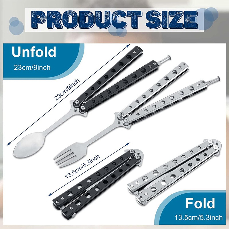 Bộ 4 Muỗng Nĩa Bằng Thép Không Gỉ Có Thể Gấp Gọn Tiện Dụng
