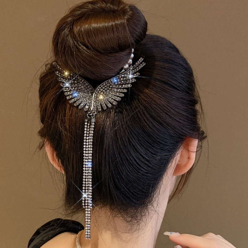 Kẹp Tóc Hình Cánh Thiên Thần Đính Ngọc Trai Lấp Lánh Kiểu Hàn Quốc