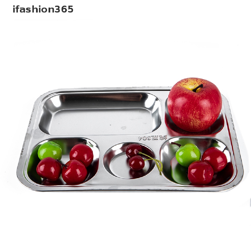 Khay Đựng Thức Ăn Chia Ngăn Bằng Thép Không Gỉ ifashion365