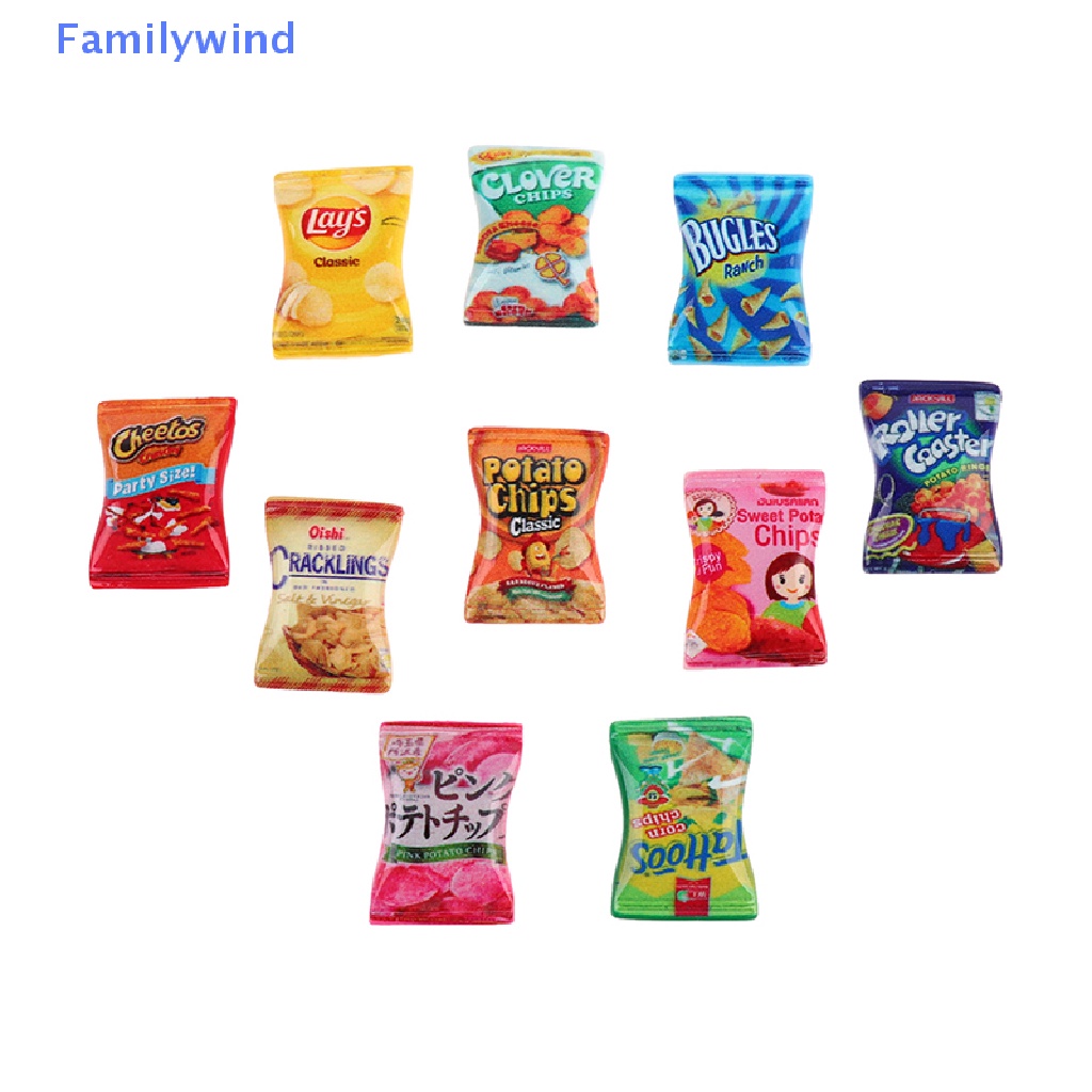 Set 10 Mô Hình Đồ Ăn Vặt / Khoai Tây Chiên / Kẹo Bằng Nhựa Resin Cho Nhà Búp Bê