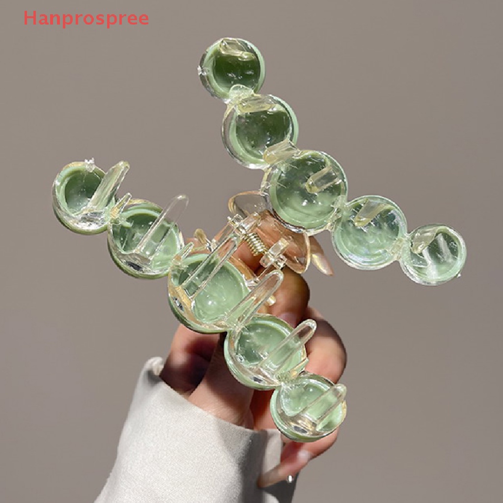 Hanprospree &gt; Kẹp Tóc Càng Cua Đính Ngọc Trai Màu Xanh Lá Cây Tạo Kiểu Tóc Trang Điểm Cho Nữ