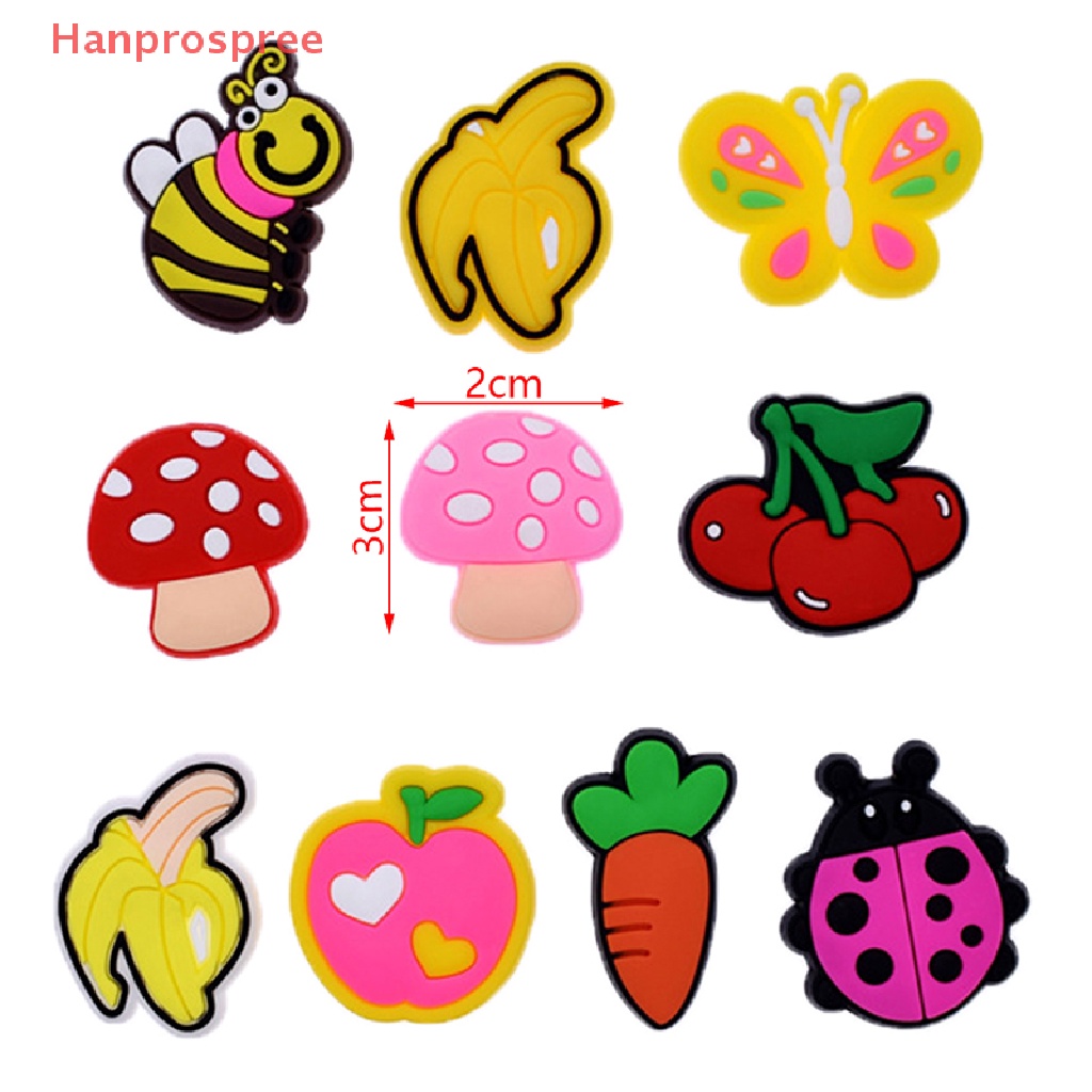 Hanprospree > set 10 Phụ Kiện Khóa Giày Trang Trí Lỗ Trái Cây Rau Củ Quả