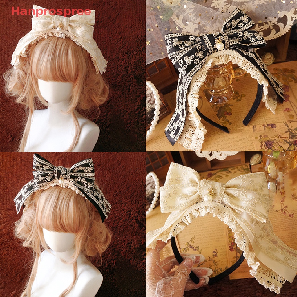 Băng Đô Cài Tóc Đính Nơ Ren Phong Cách Lolita Dễ Phối Đồ