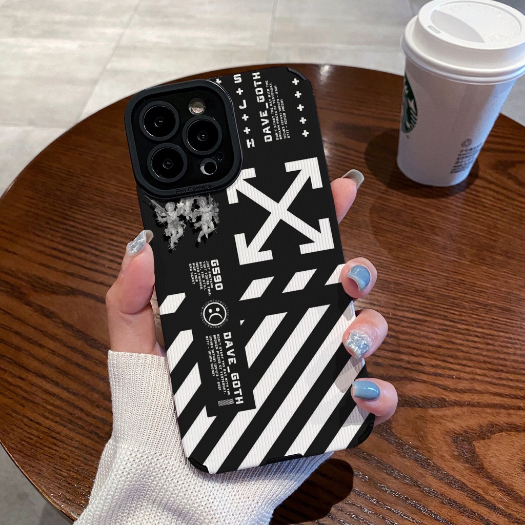 OFF-WHITE Ốp Điện Thoại Da Cừu Mềm Chống Sốc Cho Iphone 14 PRO max 11Pro max 11 12 / 13 / 6 / 7 / 8plus XR Xmax