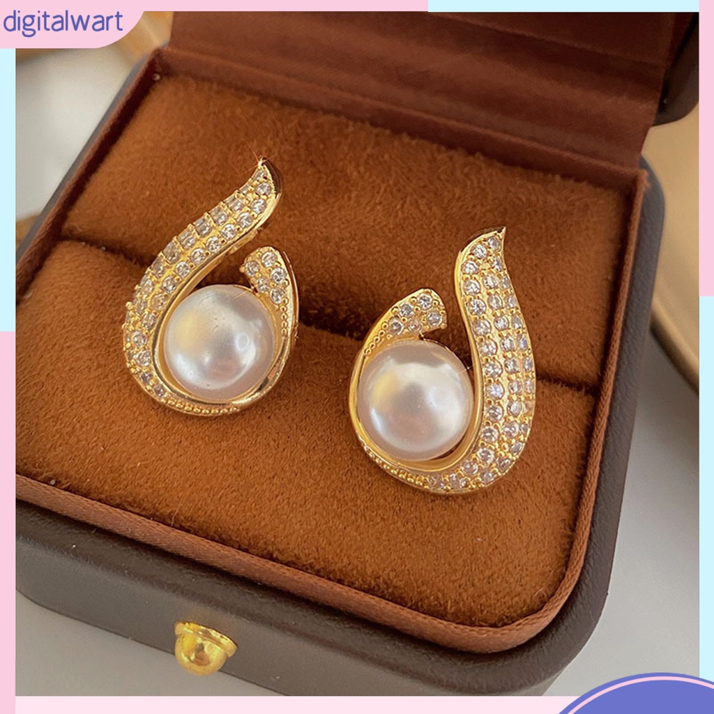 1 Đôi Bông Tai Hình Giọt Nước Đính Ngọc Trai Giả Sang Trọng Bắt Mắt