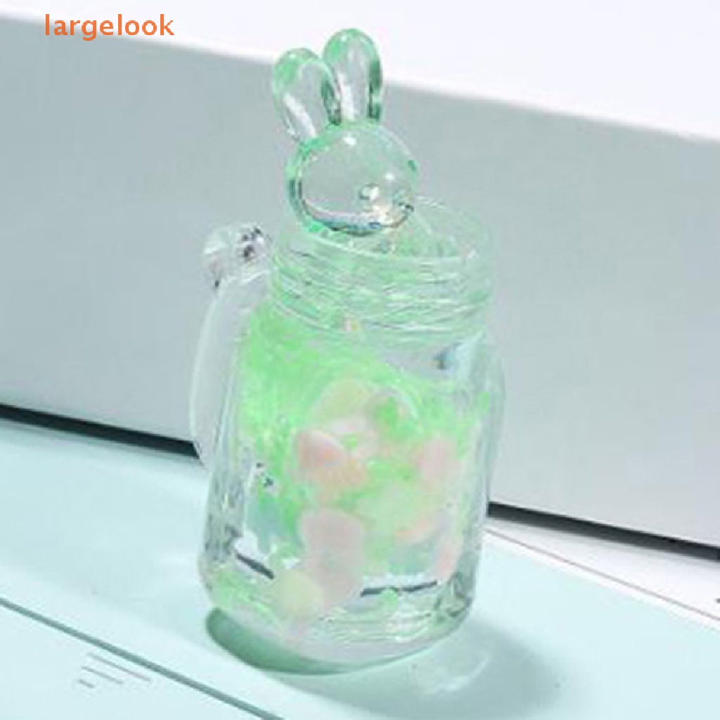 Set 2 Móc Khóa Cốc Sứ Mềm Hình Thỏ Hoạt Hình Phát Sáng Dễ Thương