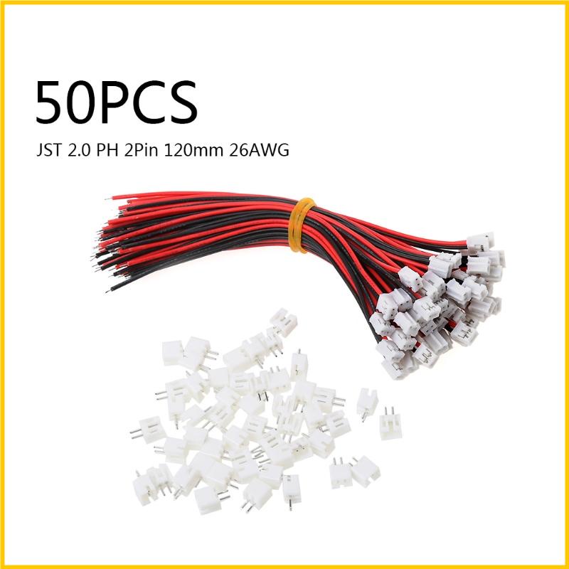 Set 50 Đầu Nối Micro JST 2.0 PH 2-Pin 120MM 26AWG Tiện Dụng