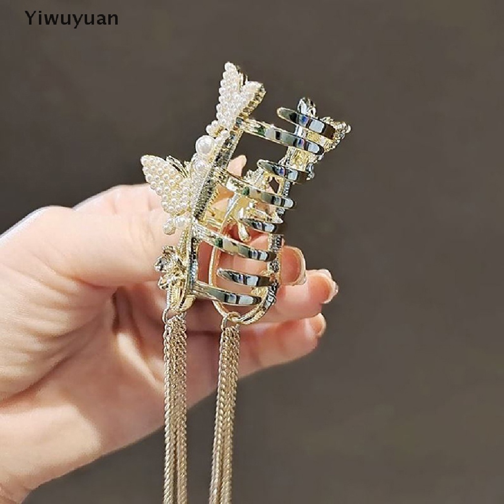 < Yiwuyuan > Kẹp Tóc Bướm Vàng Đính Kim Cương Giả Thanh Lịch Phong Cách Hàn Quốc Cho Nữ
