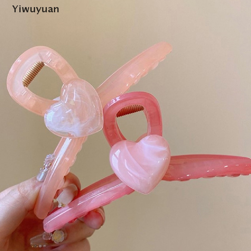 < Yiwuyuan > Kẹp Tóc Càng Cua Hình Trái Tim Cỡ Lớn Phong Cách Hàn Quốc Ngọt Ngào Cho Nữ