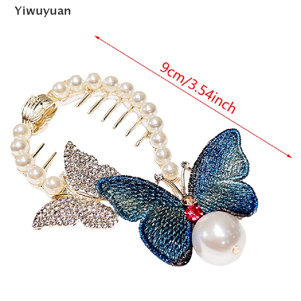 < Yiwuyuan > Kẹp Tóc Đuôi Ngựa Đính Ngọc Trai Thêu Hình Bướm Cá Tính Phong Cách Mới Mùa Thu 2022