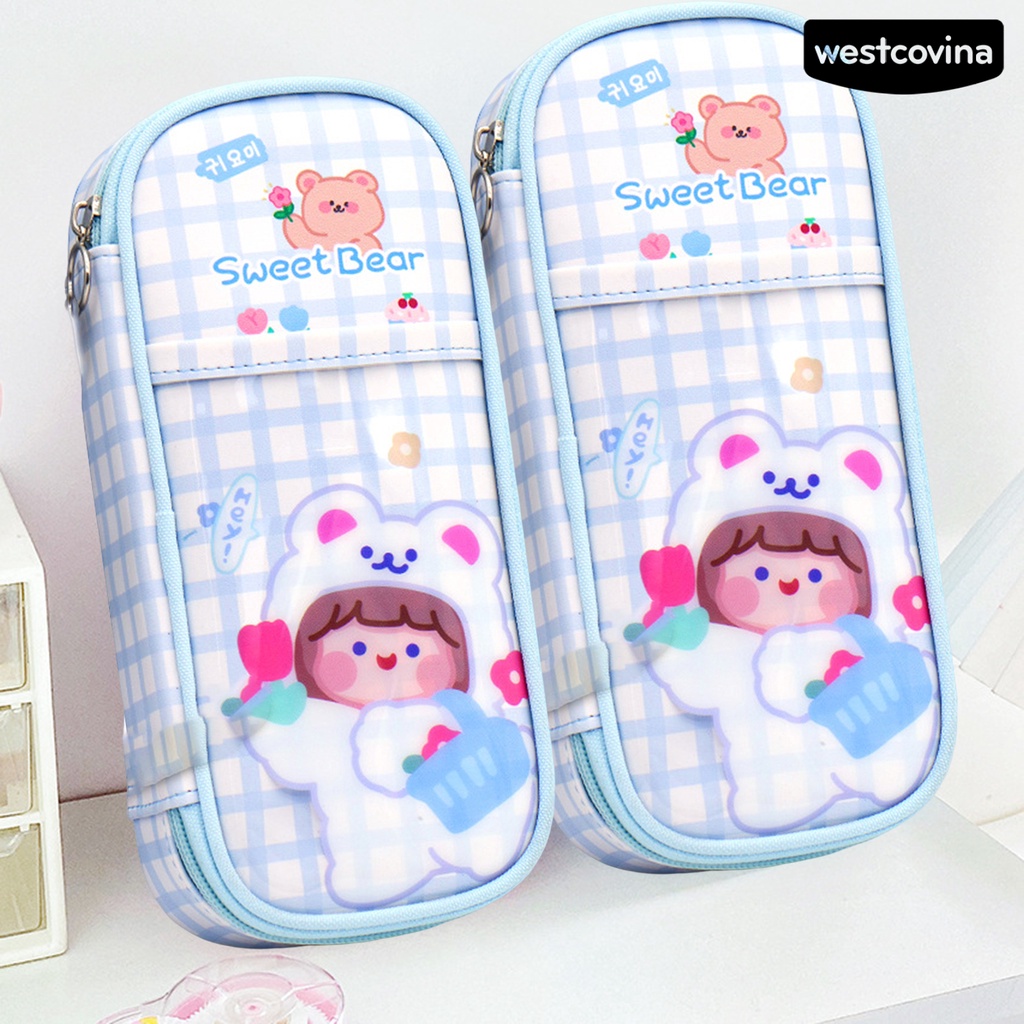 [COD]♪Túi Đựng Bút Nhiều Ngăn Sức Chứa Lớn Họa Tiết Hoạt Hình Xinh Xắn
