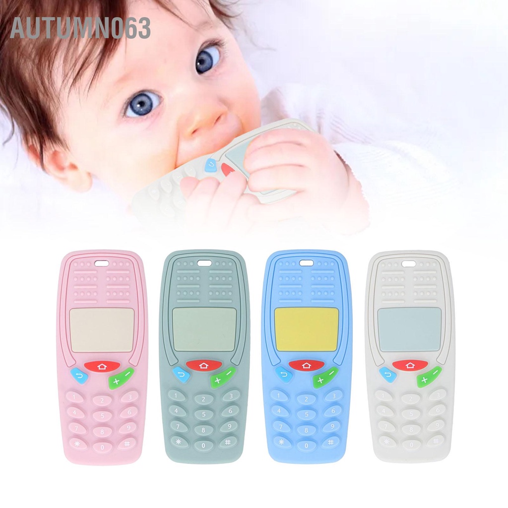 Autumn063 Điện Thoại Di Động Hình Mọc Răng Đồ Chơi An Toàn Cho Bé Ngộ Nghĩnh Dễ Thương Silicone Mềm Nhai Trẻ Sơ Sinh