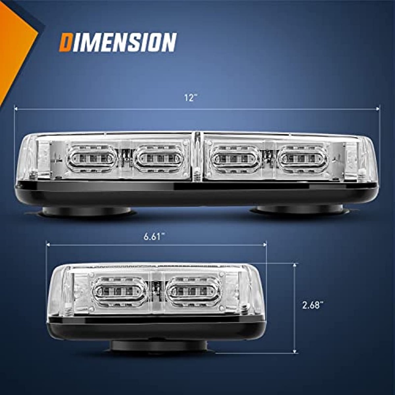 Đèn LED Nhấp Nháy 48 Bóng 12 Inch 12V 24V Cảnh Báo An Toàn Gắn Nóc Xe Hơi