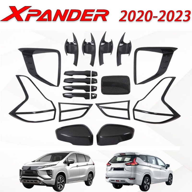 Miếng Dán Màu Đen Nhám In Họa Tiết Sợi Carbon Trang Trí Nắp Bình Xăng Xe Hơi Mitsubishi Xpander 2020 2021 2022 2023