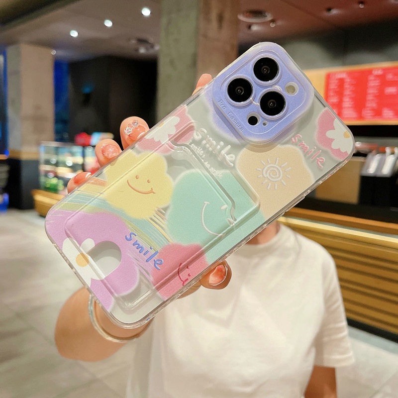 For Huawei Y5 Y6 Prime Y7 Pro 2019 Honor 8A 7A 7C Y6 2018 Nova 2 Lite 6X GR5 2017 Y61 Nova 8 10 Pro 10 SE Phone Case Cute Cloud Smile Card Holder Soft silicone Clear Cover