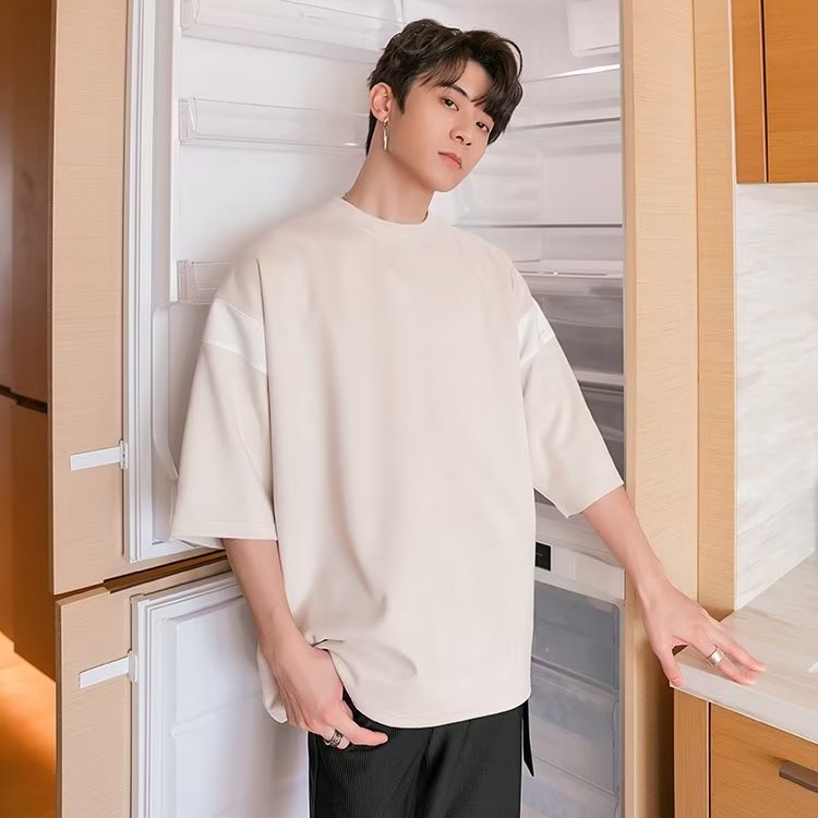 Áo thun nam cổ tròn phong cách hàn quốc trẻ trung thời trang áo thun nam đẹp from rộng fashion áo thun nam tay lỡ simple top áo oversize nam
